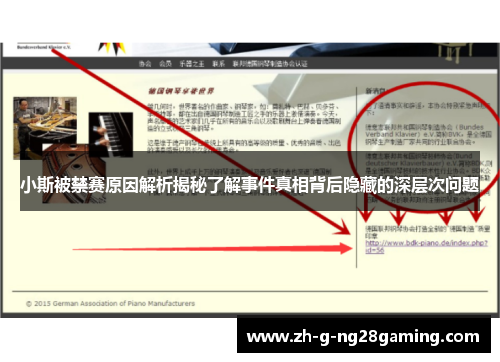 小斯被禁赛原因解析揭秘了解事件真相背后隐藏的深层次问题